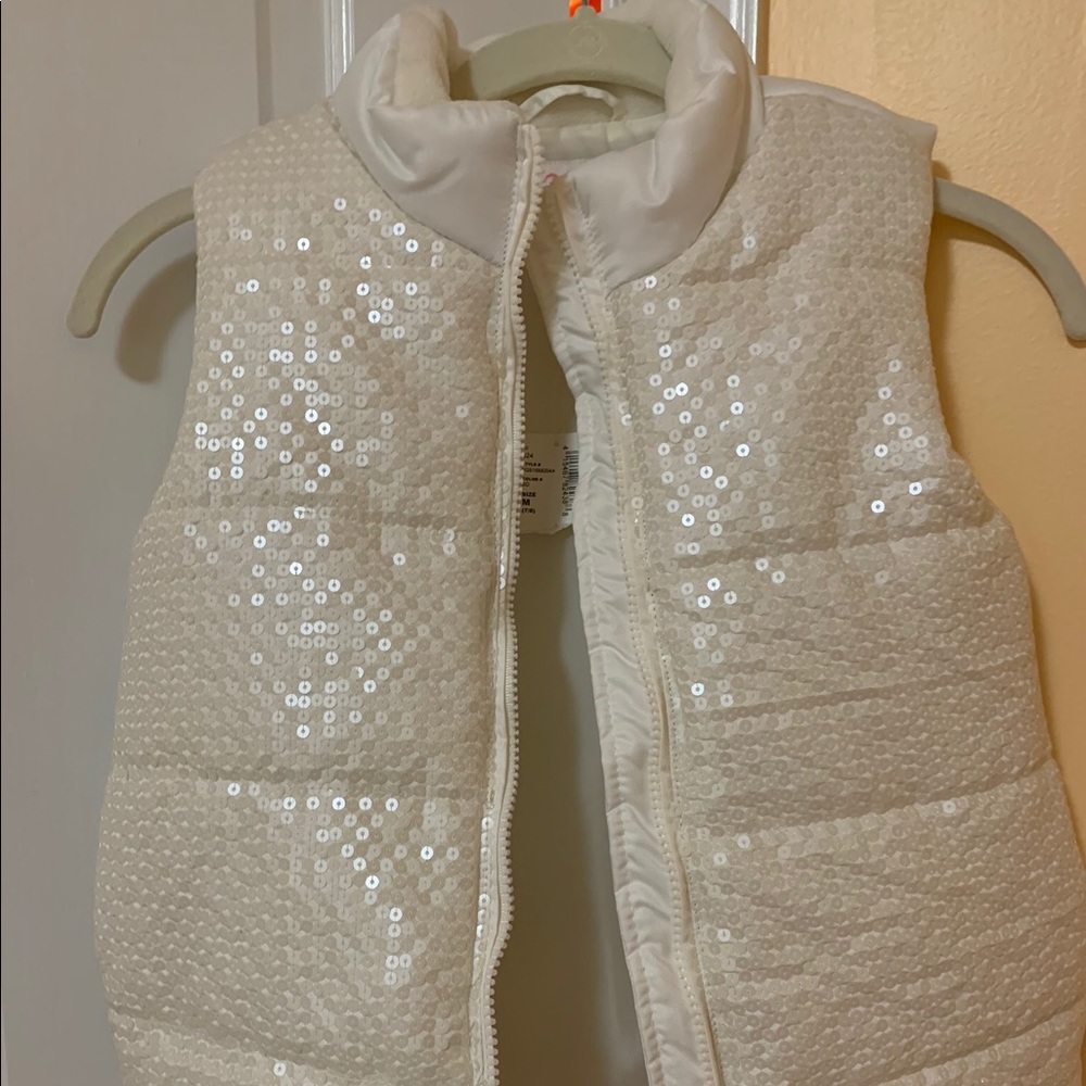 White sequin winter vest from Children’s place